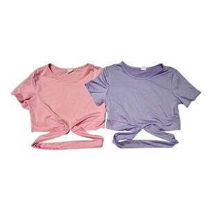 Cutout Criss Cross Crop Top Shirt Bundle Size 8